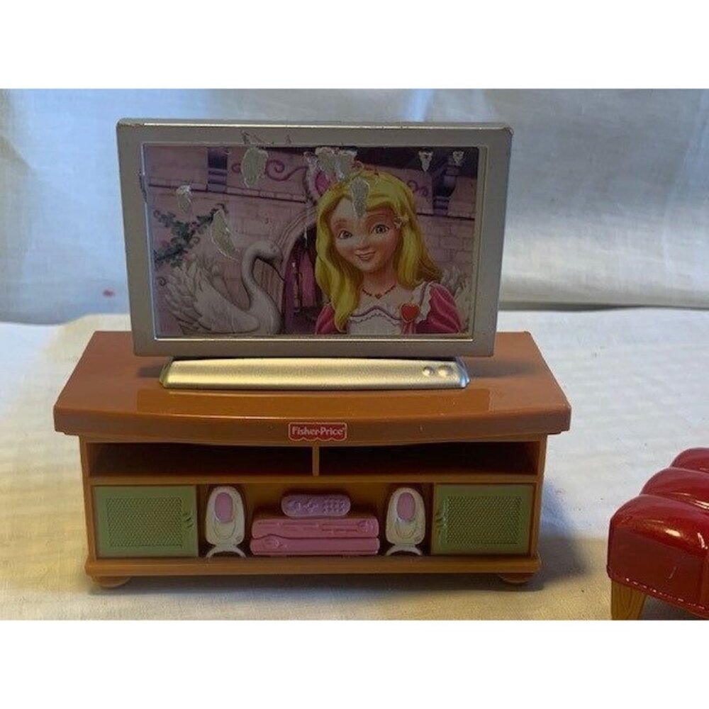 Fisher-Price Loving Family Dollhouse TV & Stand with Red Bench Set - Picture 7 of 16